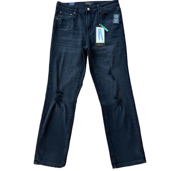 Rachel Roy Black Distressed Mid-Rise Girlfriend Jeans Size 8/29 - Picture 2 of 8